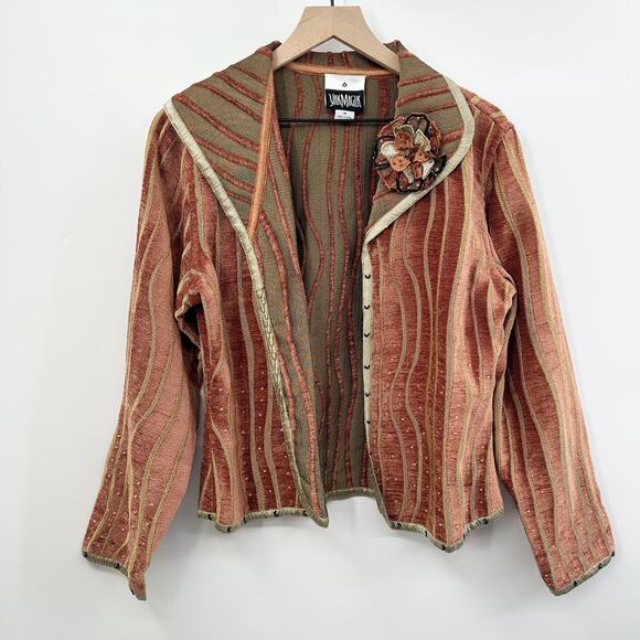 Yak Magik Vintage Open Jacket / Cardigan Beaded Sequin Artsy Size Medium - Picture 1 of 13